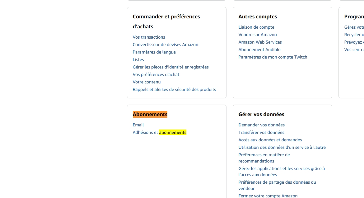 abonnements amazon