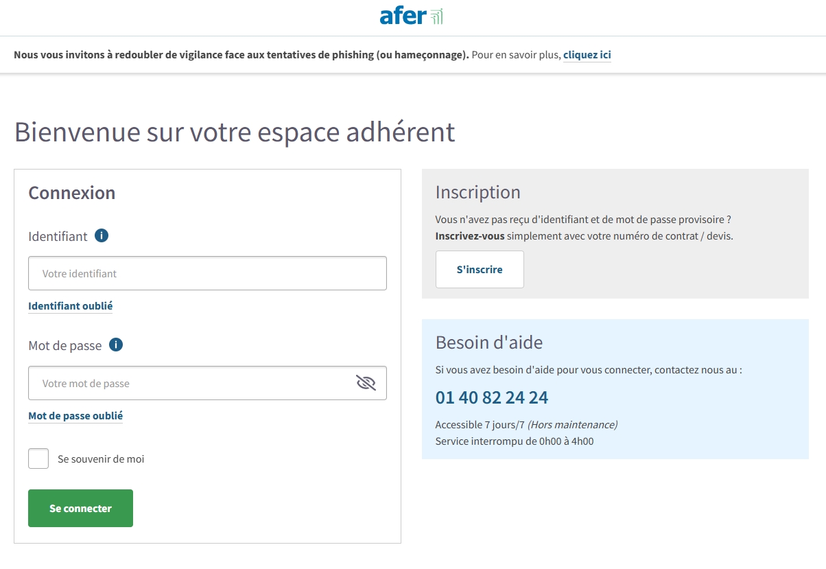 espace adherent Afer Gie